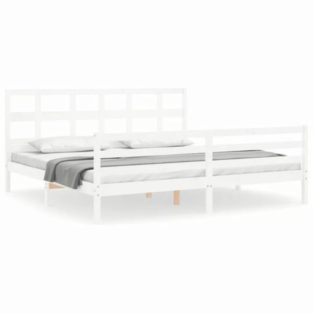 vidaXL Bett, Massivholzbett mit Kopfteil Weiß 200x200 cm günstig online kaufen