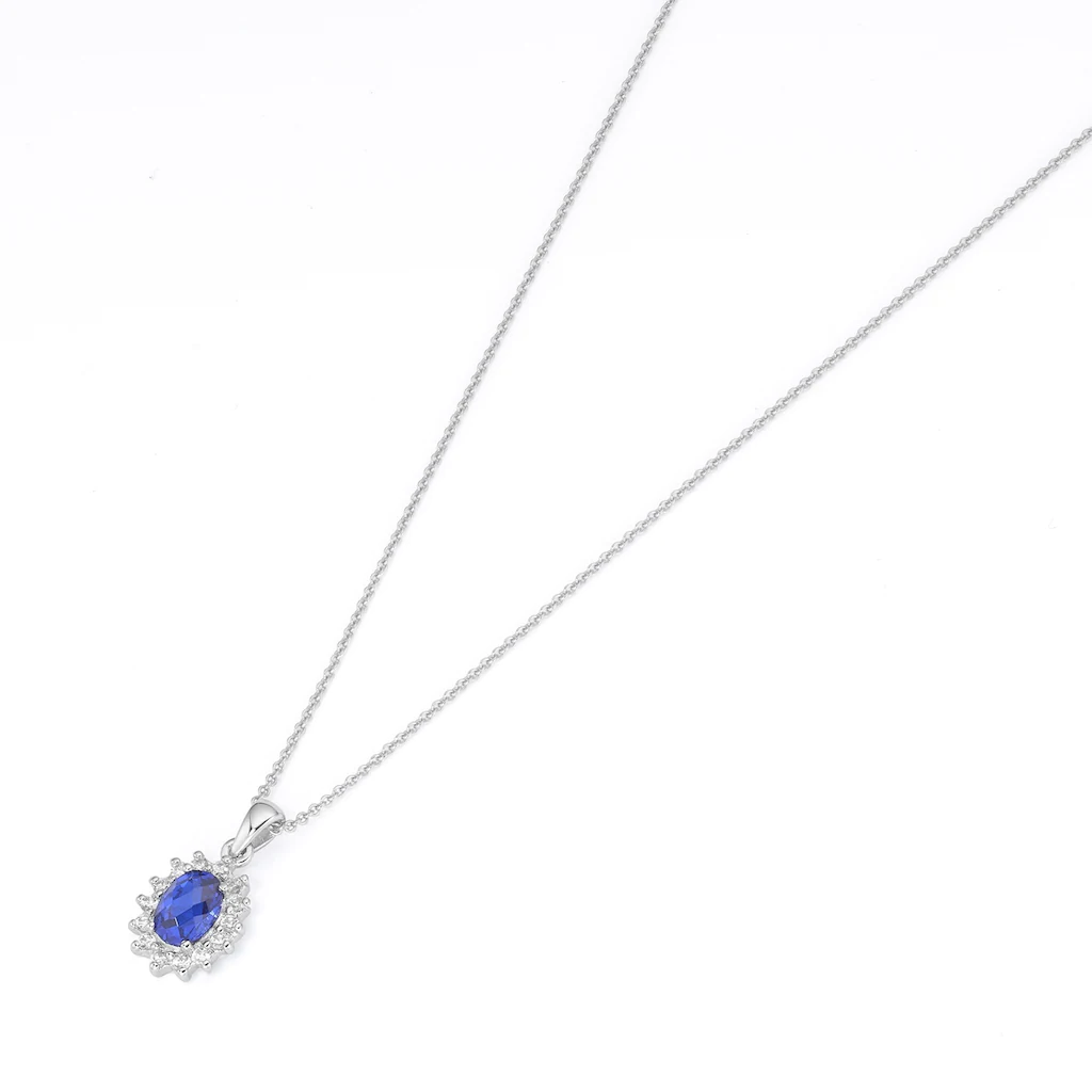 Smart Jewel Kette mit Anhänger "farbiger Stein und Zirkonia Steine, Silber günstig online kaufen