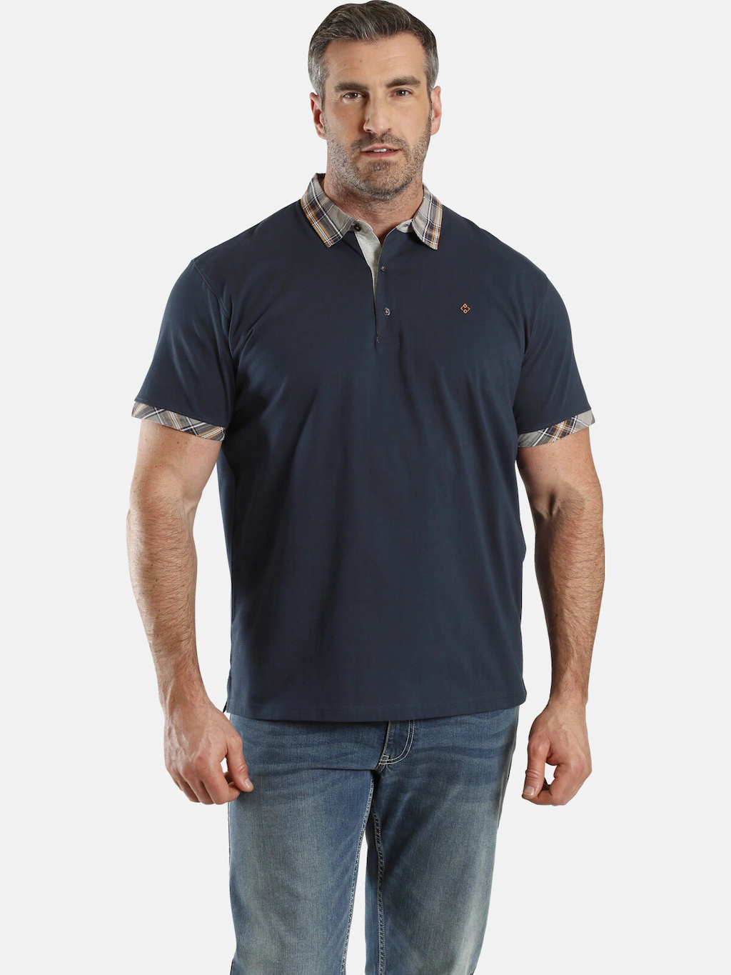 Charles Colby Poloshirt EARL RUVENS mit Schottenmuster am Kragen günstig online kaufen