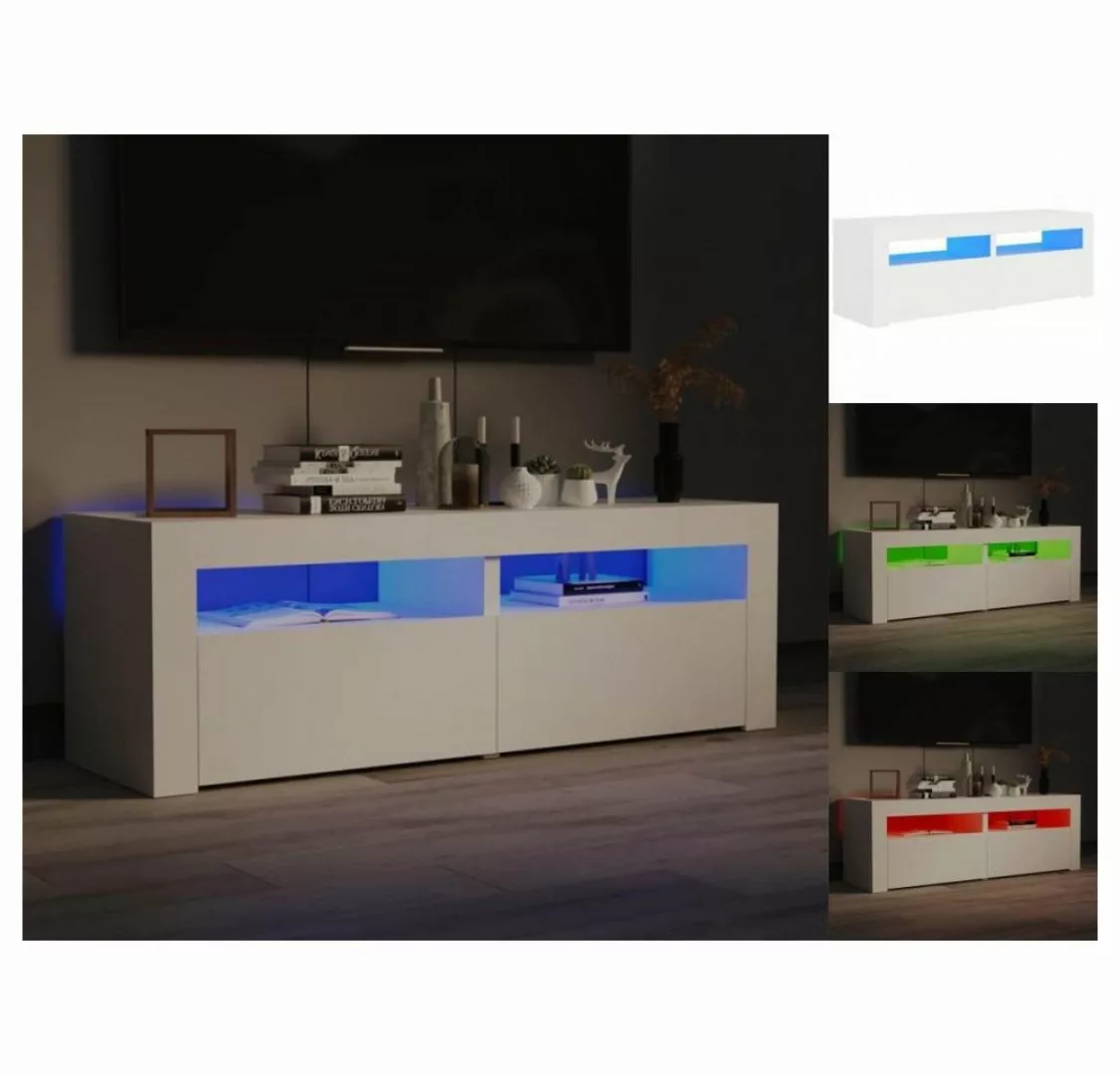 vidaXL TV-Schrank TV-Schrank mit LED-Leuchten Weiß 120x35x40 cm Lowboard günstig online kaufen