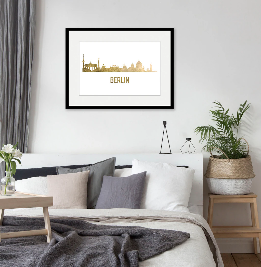 queence Bild "Berlin Skyline GOLD", Städte-Schriftzug-Deutschland-Stadt-Ber günstig online kaufen