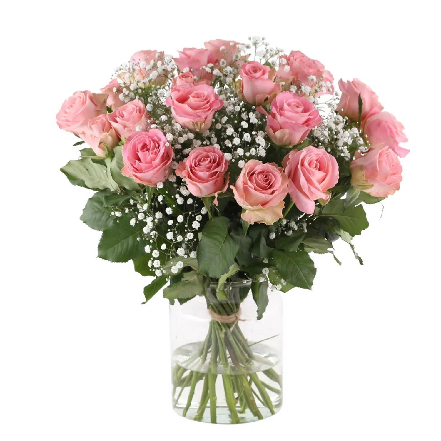 Rosa Premium Rosen mit Schleierkraut Rosenstrauß Stiellänge 60 cm günstig online kaufen