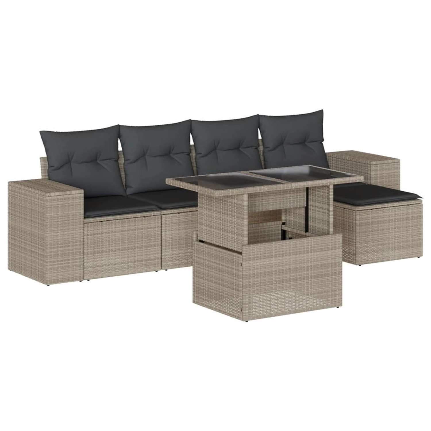 vidaXL 6-Tlg Garten-Sofagarnitur mit Kissen Hellgrau Poly Rattan 3269132 günstig online kaufen