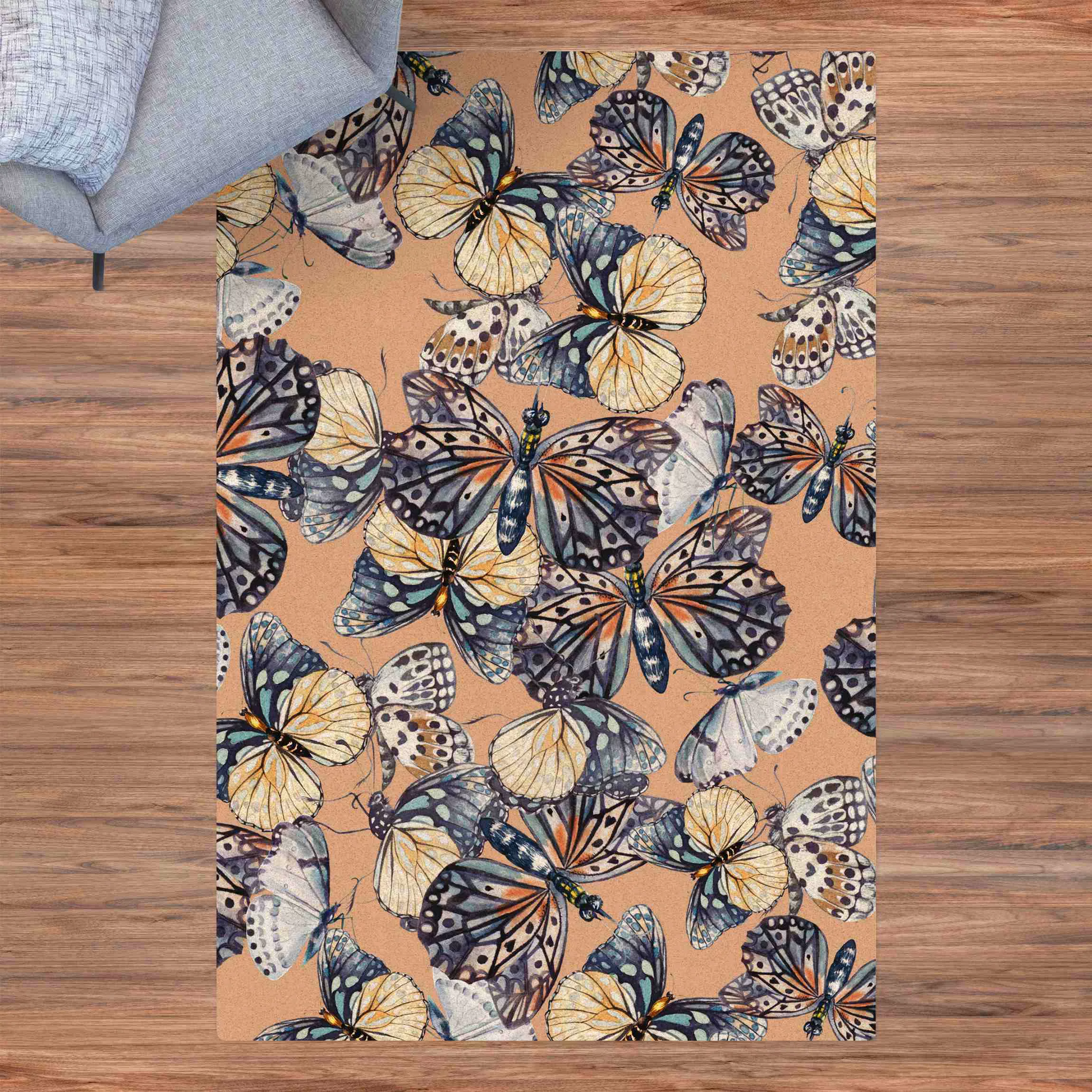 Kork-Teppich Schwarm von Schmetterlingen Nachtfalter günstig online kaufen