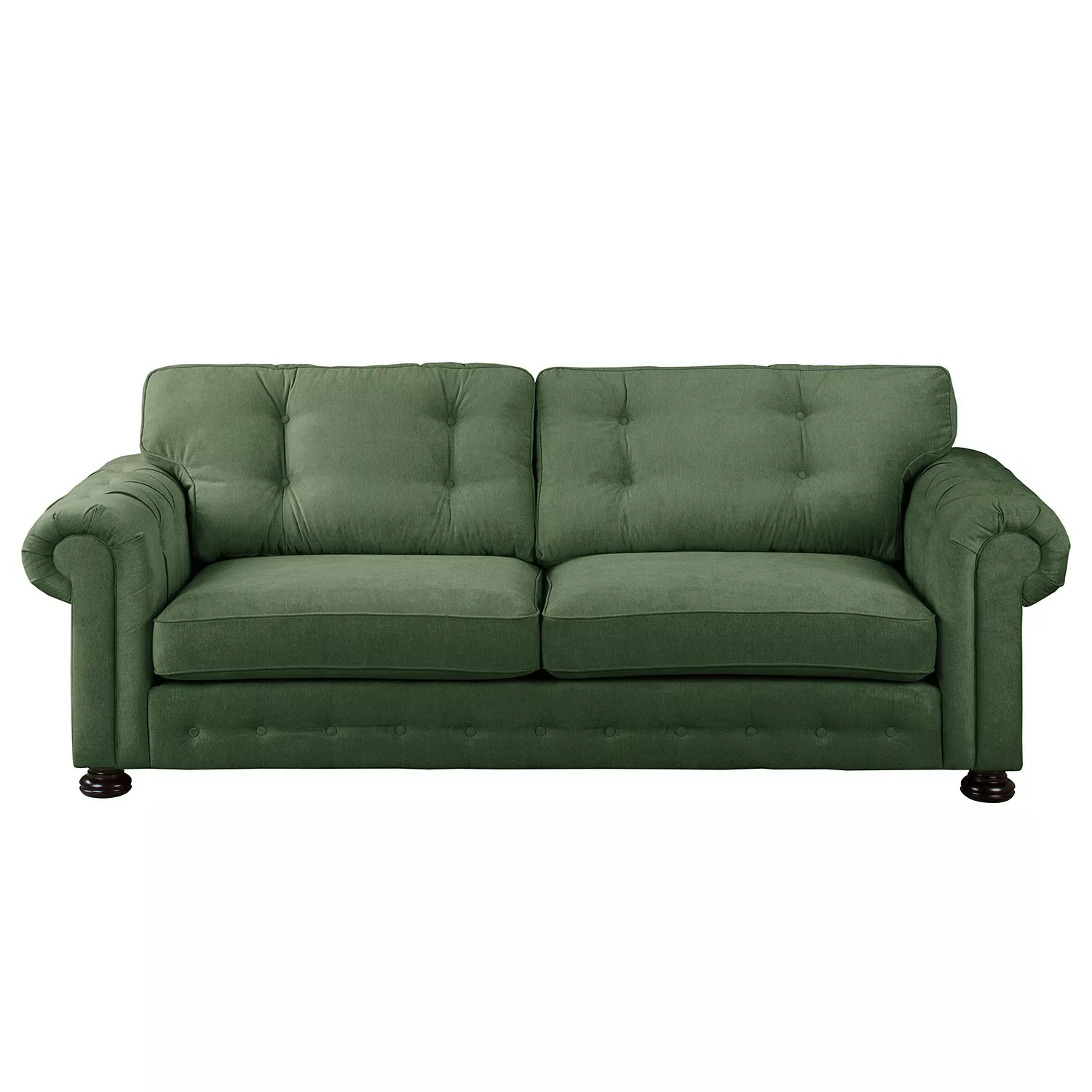 home24 Velvet Studio Sofa Marau 3-Sitzer Olivgrün Microfaser 250x93x100 cm günstig online kaufen
