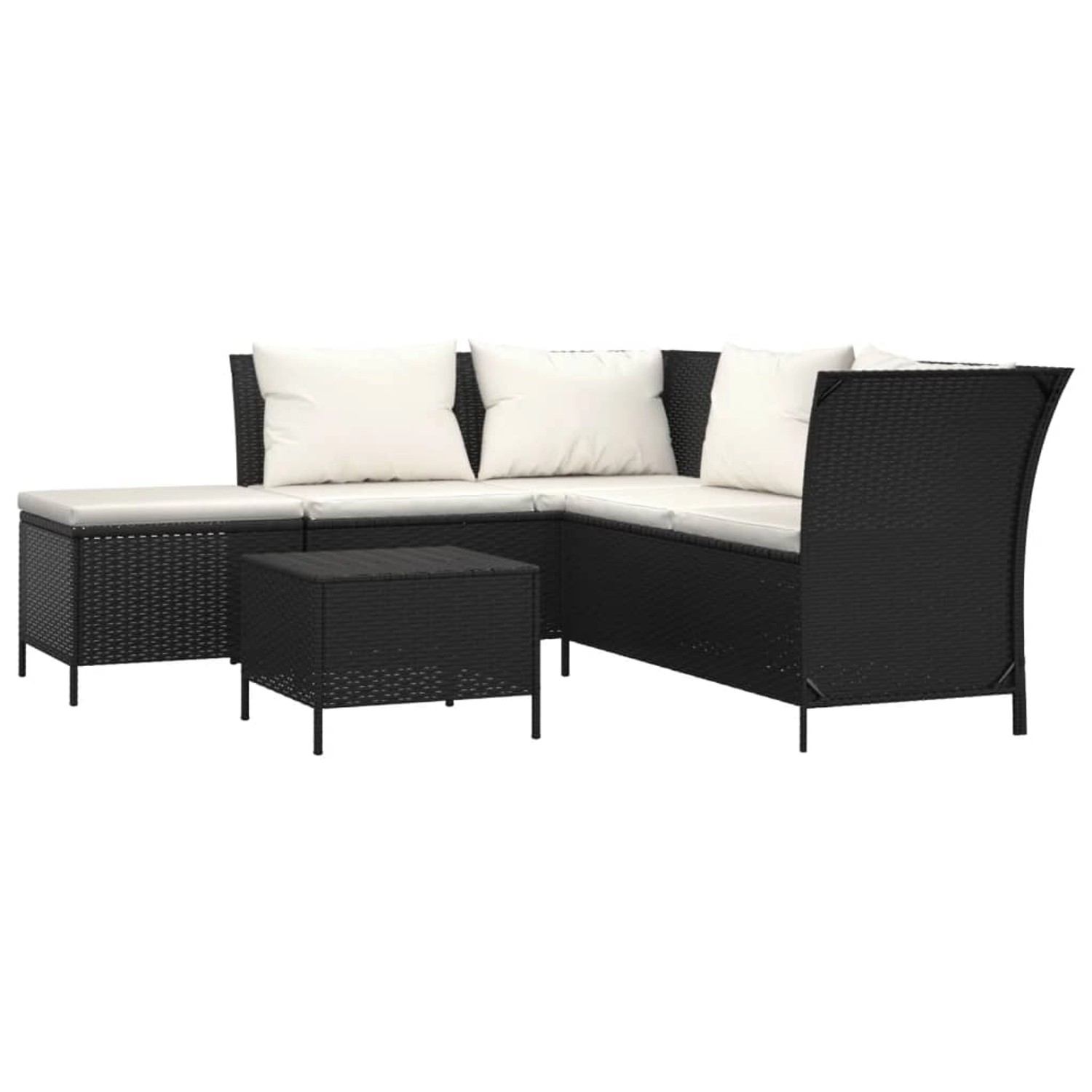 vidaXL 4-tlg Garten-Lounge-Set mit Kissen Schwarz Poly Rattan Modell 6 günstig online kaufen