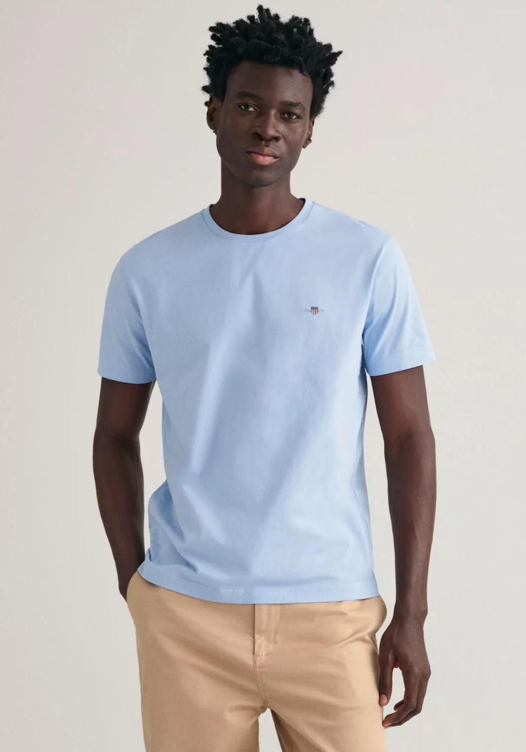 Gant T-Shirt SLIM SHIELD V-NECK T-SHIRT mit einer kleinen Logostickerei auf günstig online kaufen