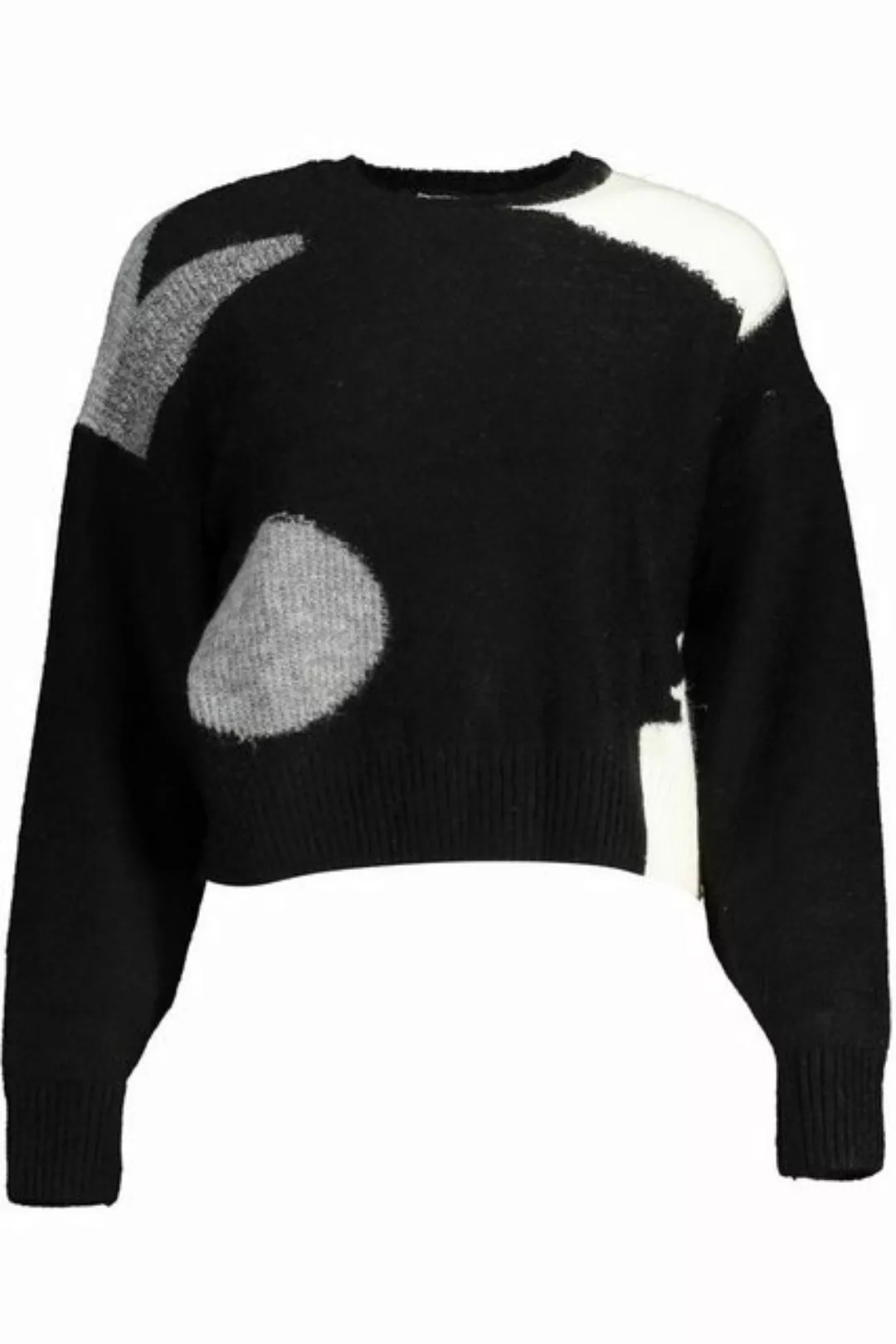 Desigual Strickpullover Damenpullover Schwarz: Langarm, Rundhals, kontrastr günstig online kaufen