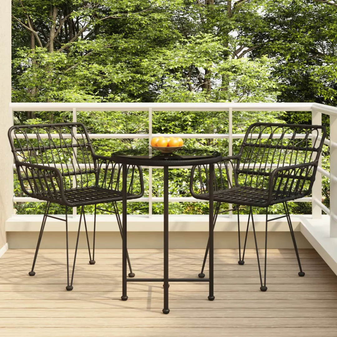 Vidaxl 3-tlg. Garten-essgruppe Schwarz Poly Rattan günstig online kaufen