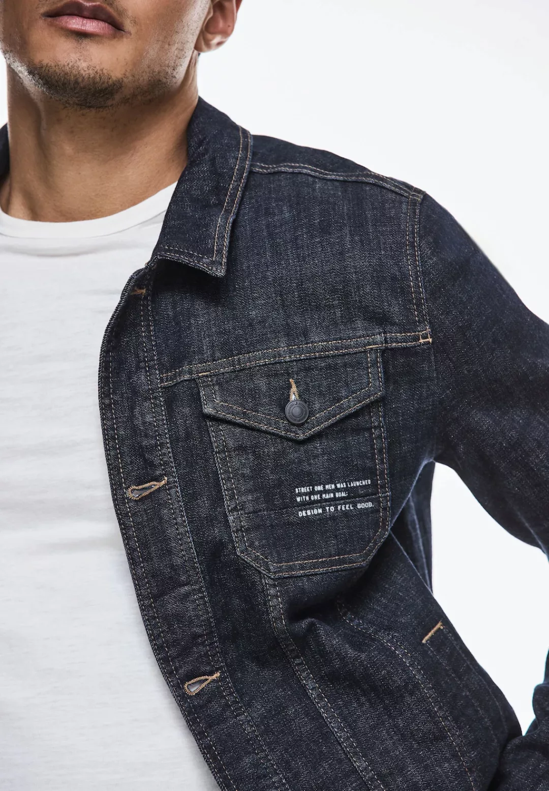 STREET ONE MEN Jeansjacke, ohne Kapuze, mit Brusttaschen günstig online kaufen