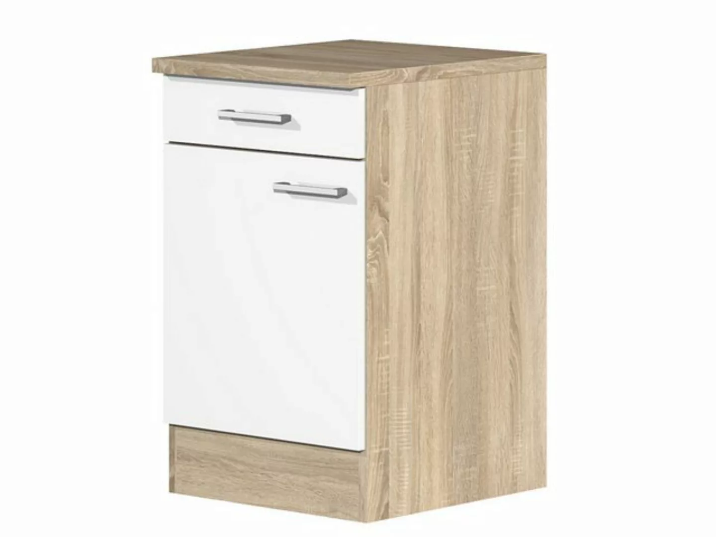 Flex-Well Unterschrank Küchenunterschrank - 50 cm breit - Weiß Sonoma Eiche günstig online kaufen