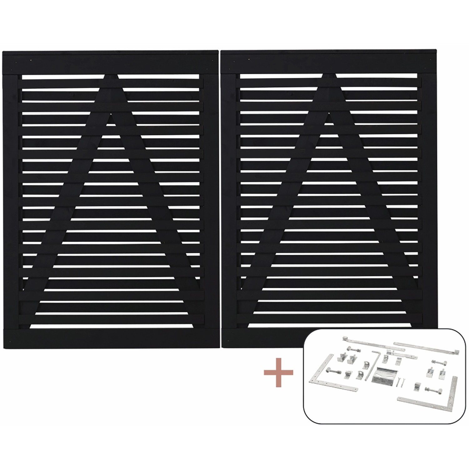 Plus Holz Doppeltor Osaka Nadelholz Schwarz 200 cm x 136 cm günstig online kaufen