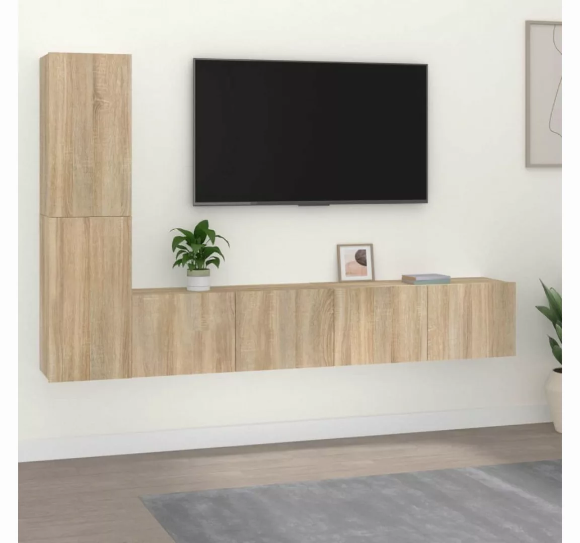 furnicato TV-Schrank 4-tlg. TV-Schrank-Set Sonoma-Eiche Holzwerkstoff günstig online kaufen