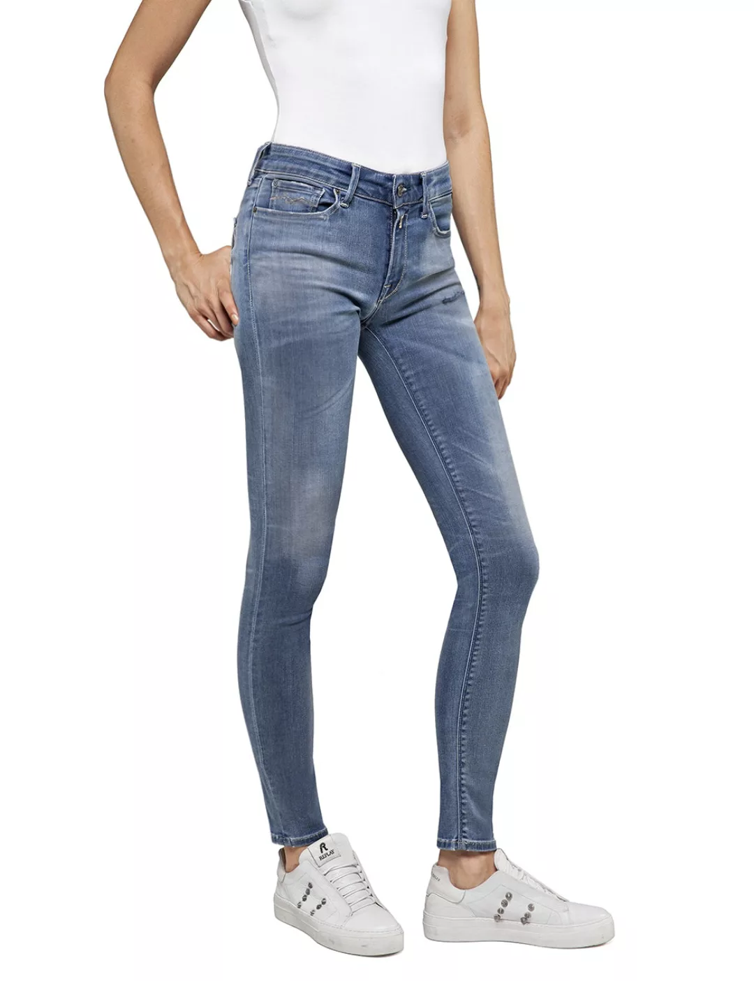 Replay Damen Jeans NEW LUZ - Skinny Fit - Blau - Medium Blue Denim Hyperfle günstig online kaufen