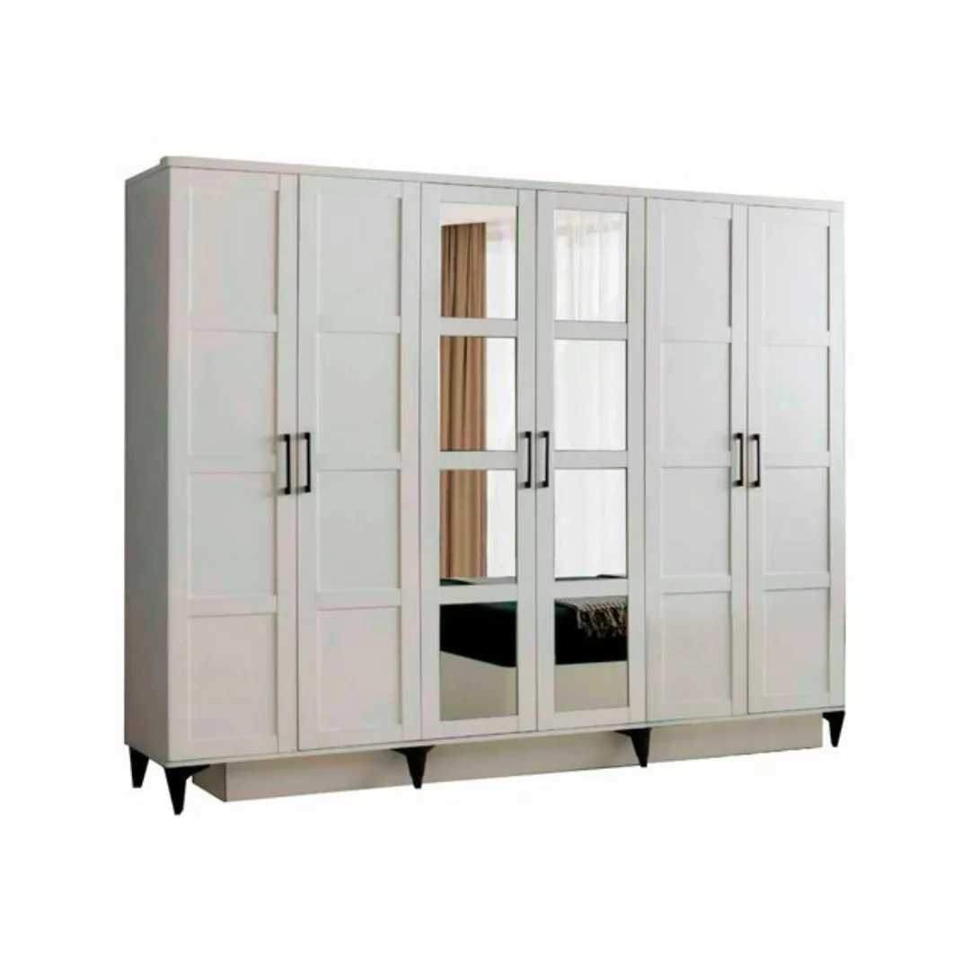 Xlmoebel Kleiderschrank Modernes Design Weißer Kleiderschrank mit Spiegel i günstig online kaufen