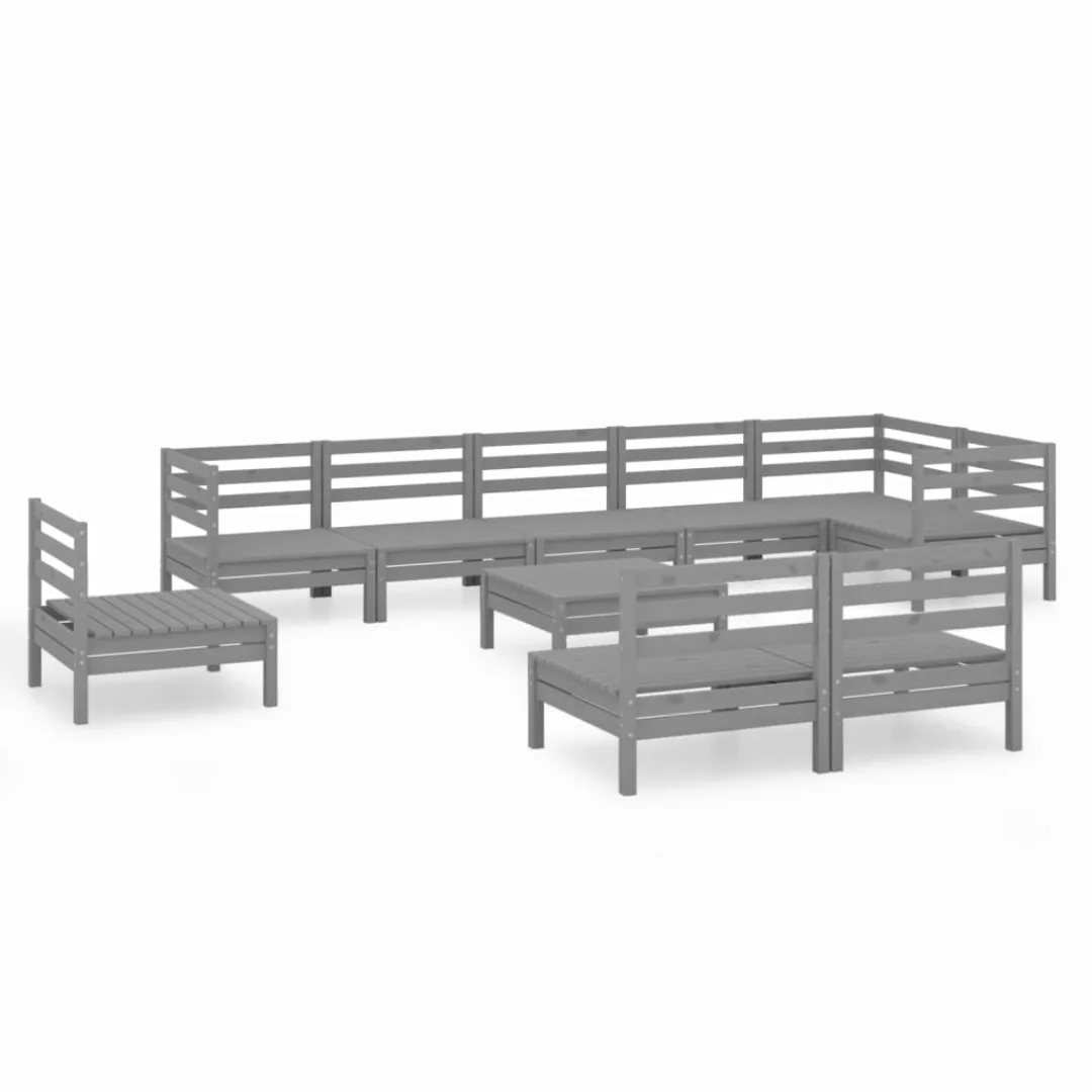 10-tlg. Garten-lounge-set Massivholz Kiefer Grau günstig online kaufen