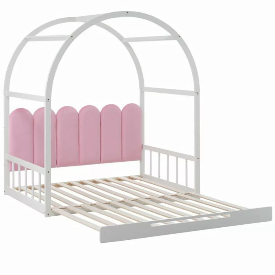 HAUSS SPLOE Kinderbett 140x100cm/140x200cm Erweiterbares Bett Samt, Kiefern günstig online kaufen