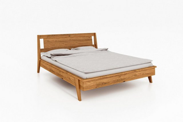 Natur24 Einzelbett Bett Jetro 2 Sonderlänge 100x190 Wildeiche Holzkopfteil günstig online kaufen