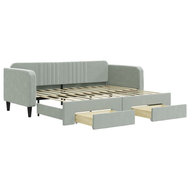 furnicato Bett Tagesbett Ausziehbar mit Schubladen Hellgrau 90x200 cm Samt günstig online kaufen