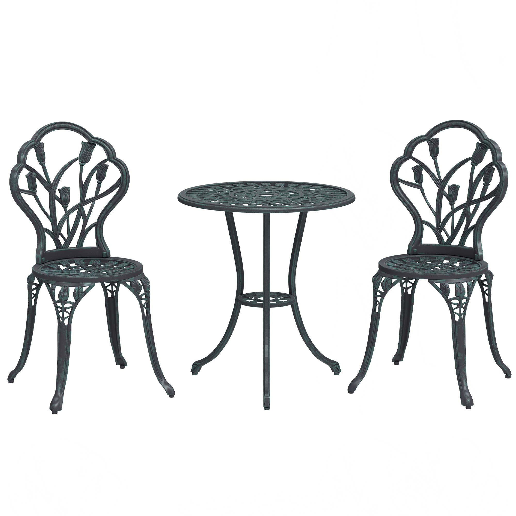 Outsunny Gartenmöbelset 2 Personen 2 Stühle + Runder Tisch Aluminiumguss Im günstig online kaufen