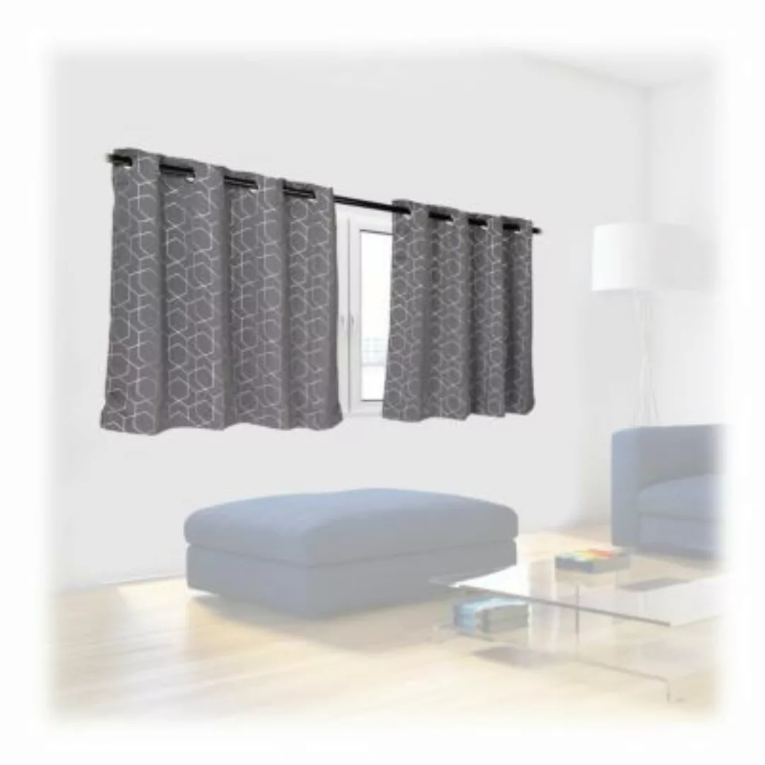 relaxdays 2 x Vorhang mit Muster 90 x 135 cm grau günstig online kaufen