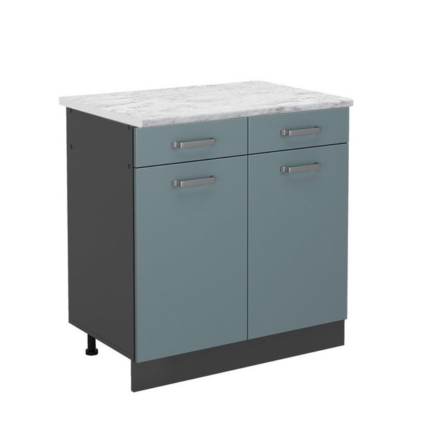 Vicco Unterschrank R-Line, Blau-Grau/Anthrazit, 80 cm AP Marmor günstig online kaufen