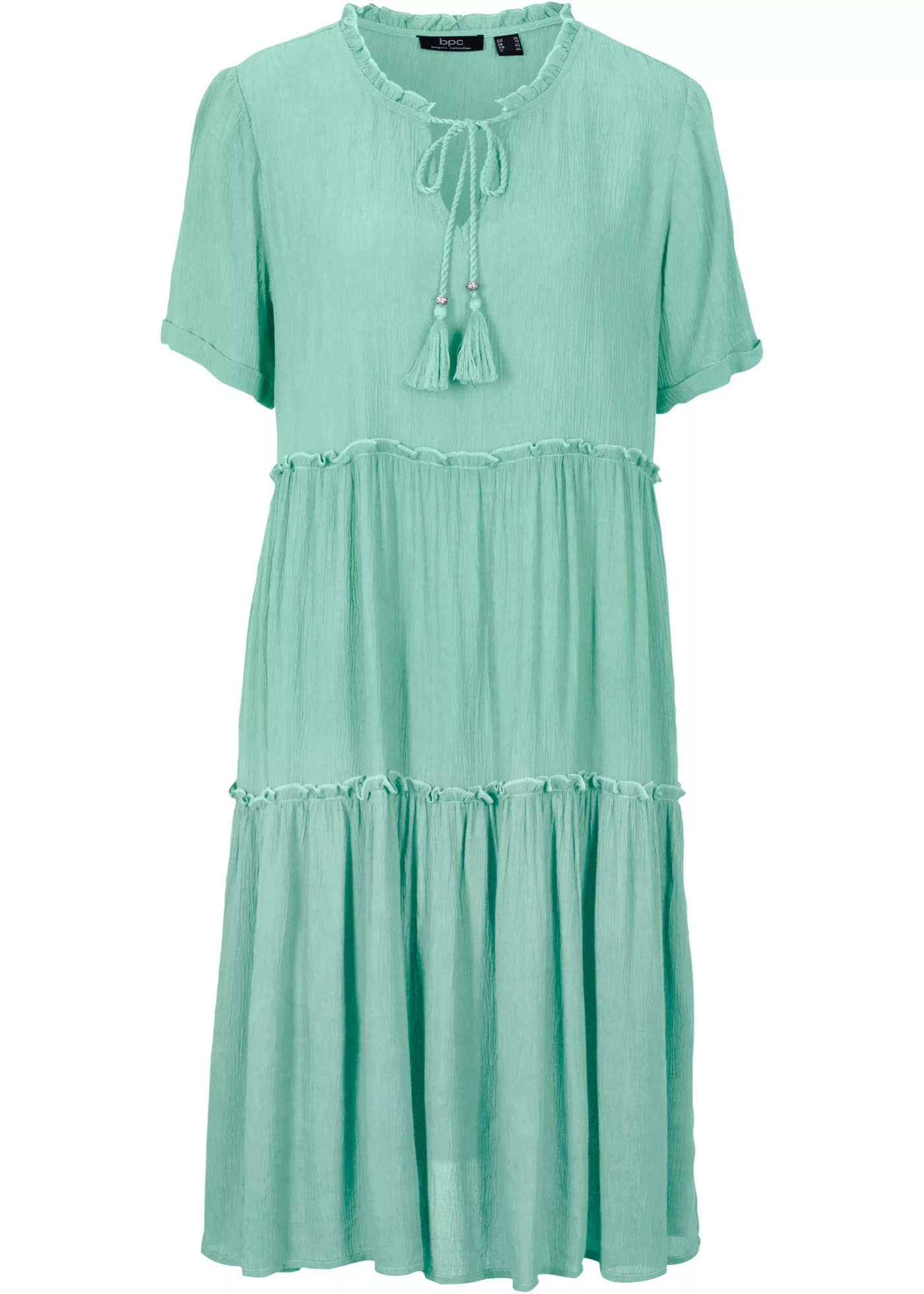 Knieumspielendes Viskose-Crinkle-Kleid mit Ausschnittdetail günstig online kaufen