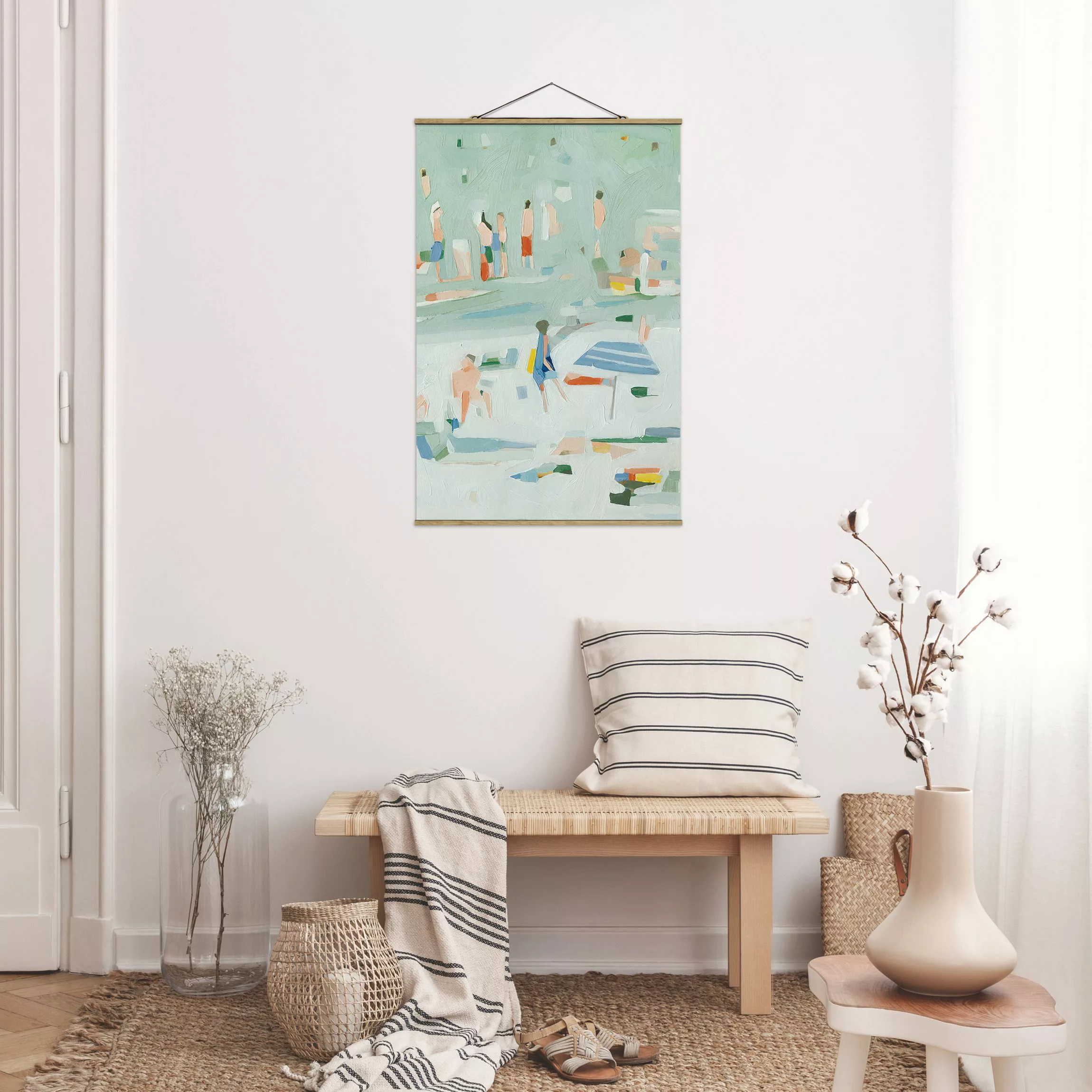 Stoffbild Strand mit Posterleisten - Hochformat Sommer Konfetti II günstig online kaufen