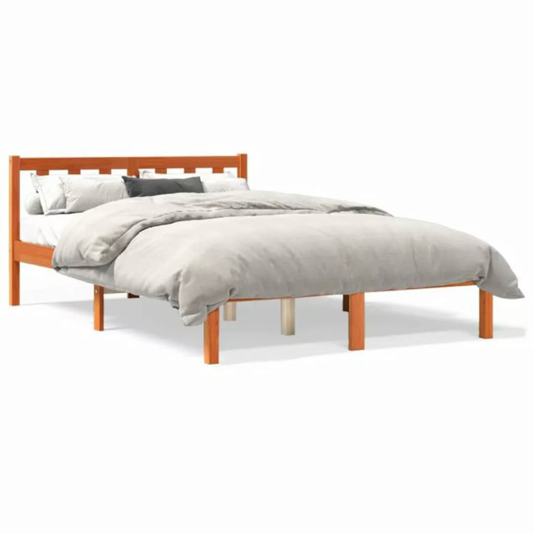 vidaXL Bettgestell Massivholzbett Wachsbraun 120x200 cm Kiefer Bett Bettges günstig online kaufen