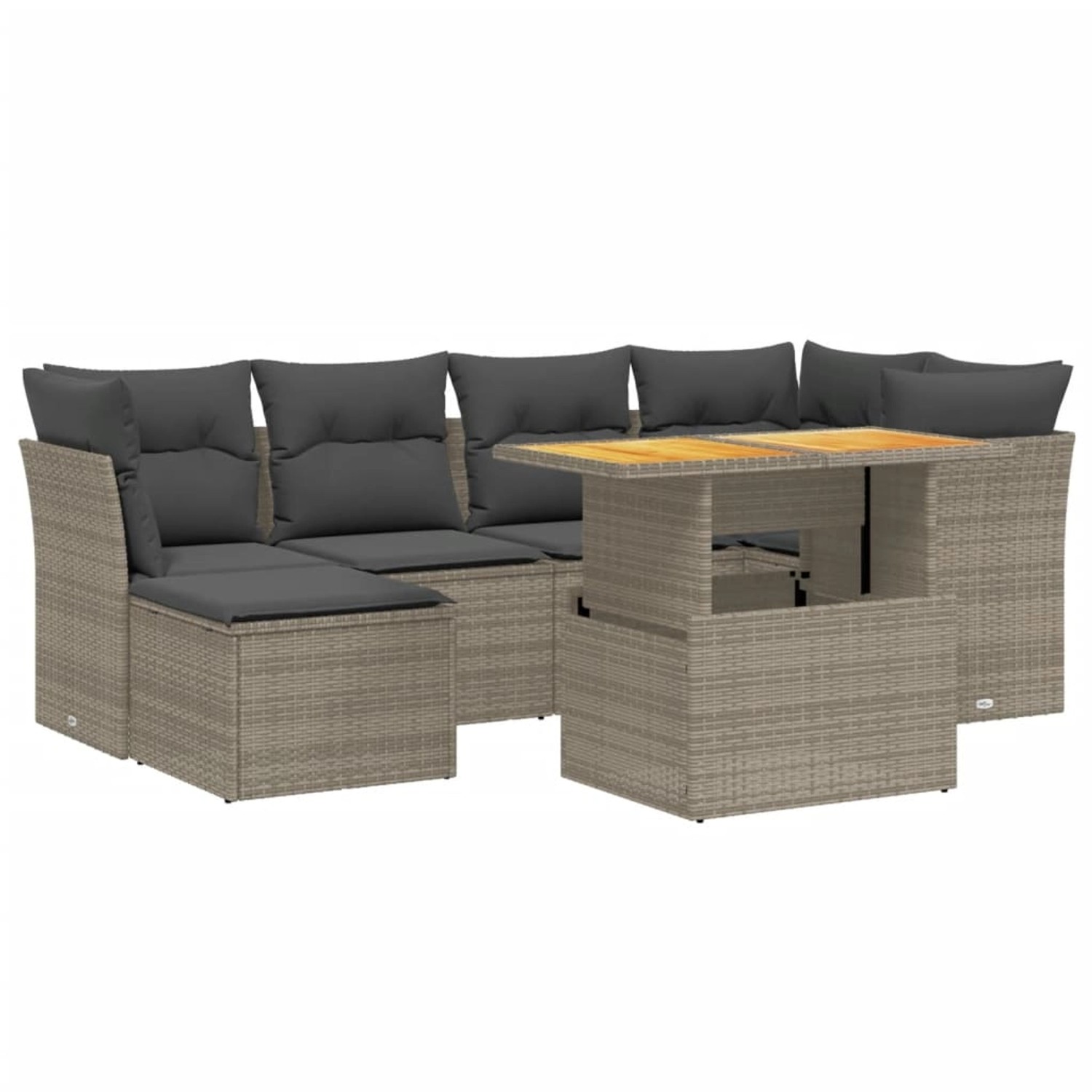 vidaXL 7-Tlg Garten-Sofagarnitur mit Kissen Grau Poly Rattan 3275482 günstig online kaufen