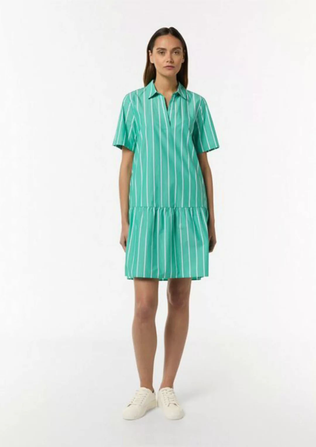 comma casual identity Minikleid Baumwoll-Kleid mit Volant-Saum und Hemdkrag günstig online kaufen