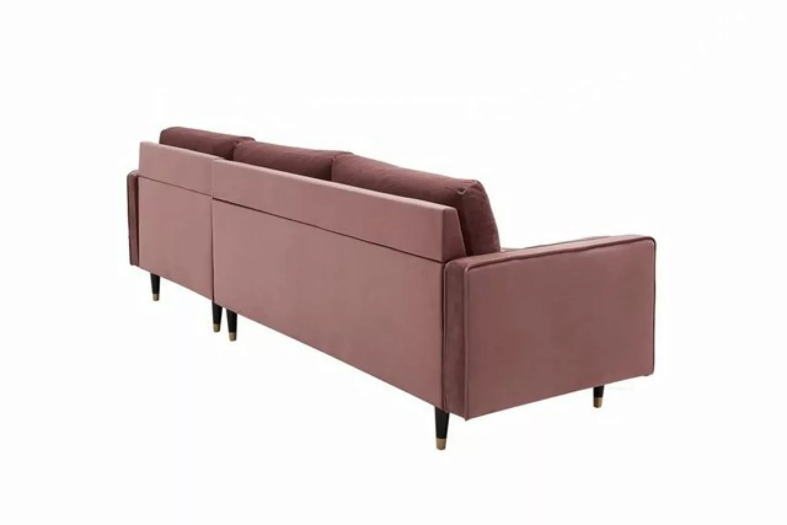 LebensWohnArt Sofa Ecksofa 260cm Ottomane beidseitig COMFORT alt-rosa Samt günstig online kaufen