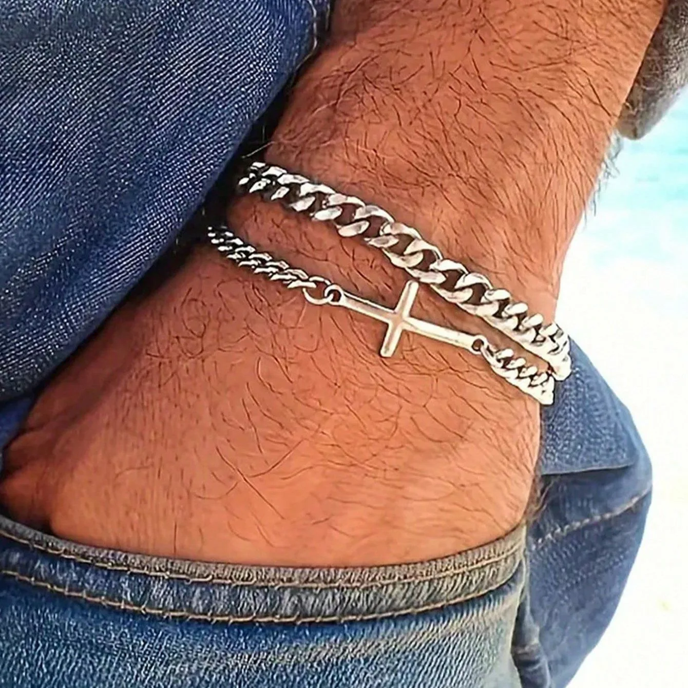 KARMA Edelstahlarmband Herrenarmband Panzerarmband silber (Armband günstig online kaufen