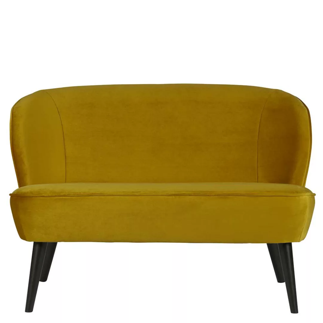 2 Sitzer Sofa in Gelb Samt Schwarz massiv günstig online kaufen
