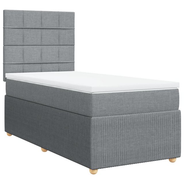 vidaXL Boxspringbett Boxspringbett mit Matratze Hellgrau 90x200 cm Stoff Be günstig online kaufen