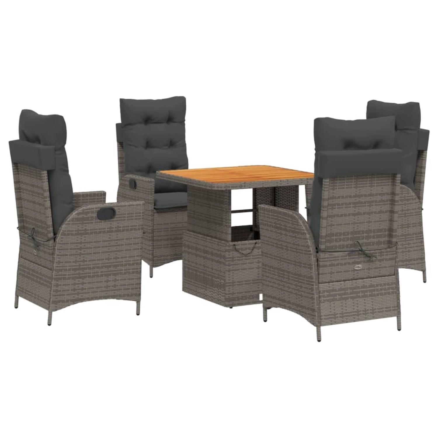 vidaXL 5-Tlg Garten-Essgruppe mit Kissen Grau Poly Rattan 3277458 günstig online kaufen