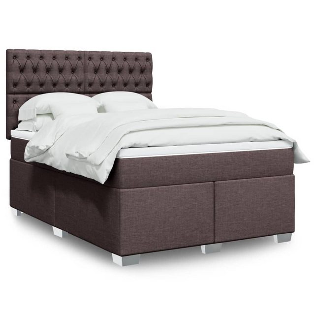 vidaXL Boxspringbett, Boxspringbett mit Matratze Dunkelbraun 140x190 cm Sto günstig online kaufen