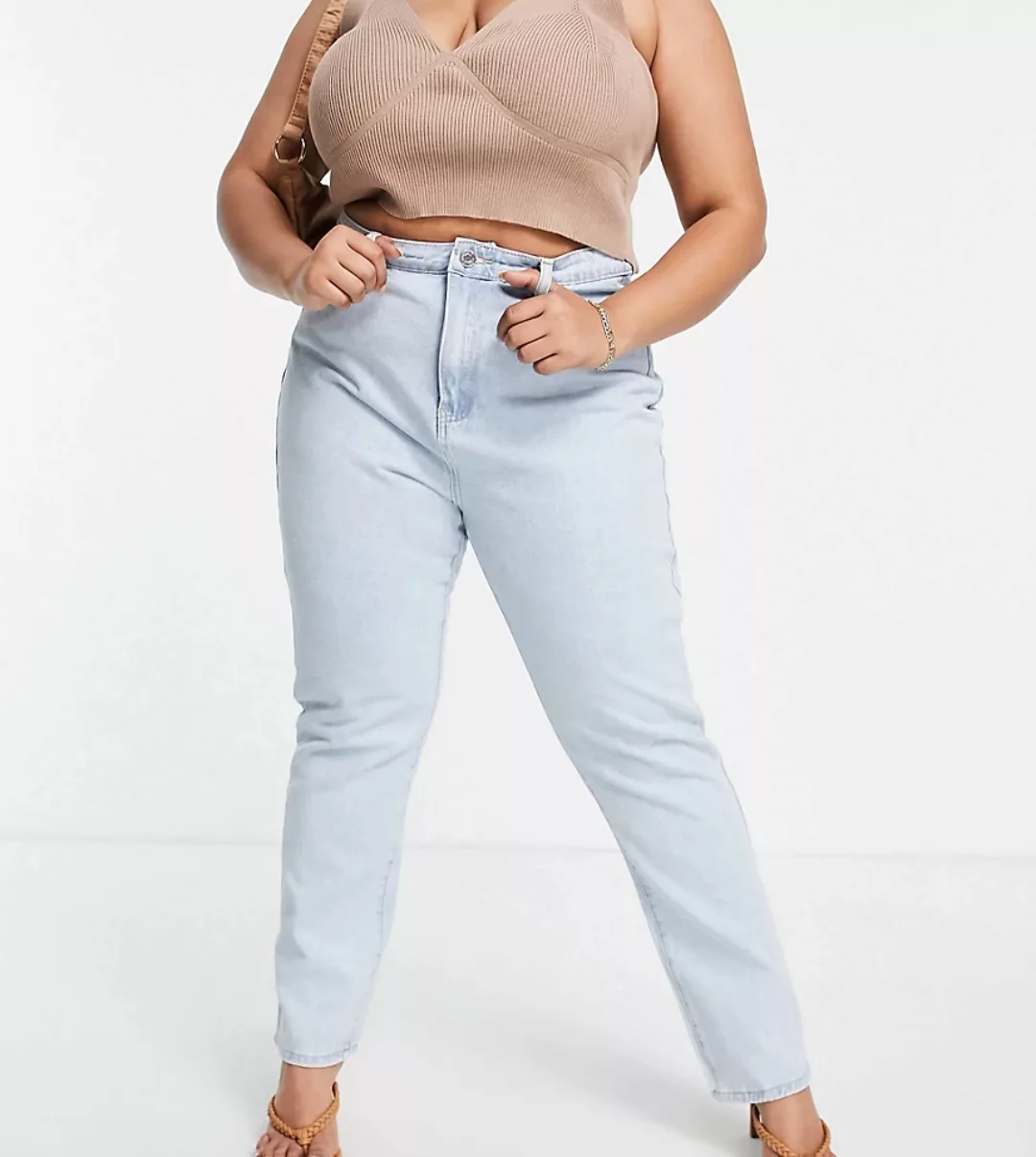 Missguided Plus – Wrath – Gerade geschnittene Jeans mit hoher Taille in Bla günstig online kaufen