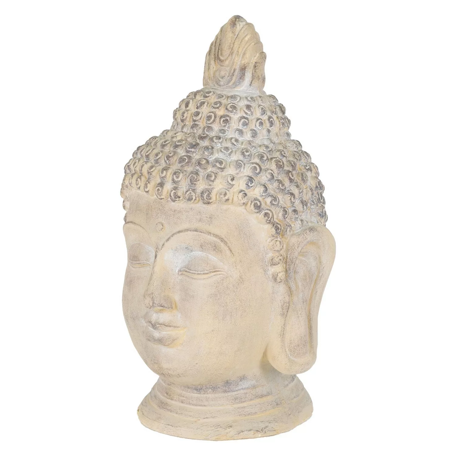 ECD Germany Buddha Figur 55 cm Beige/Grau Kunststein Polyresin Gartenfigur günstig online kaufen