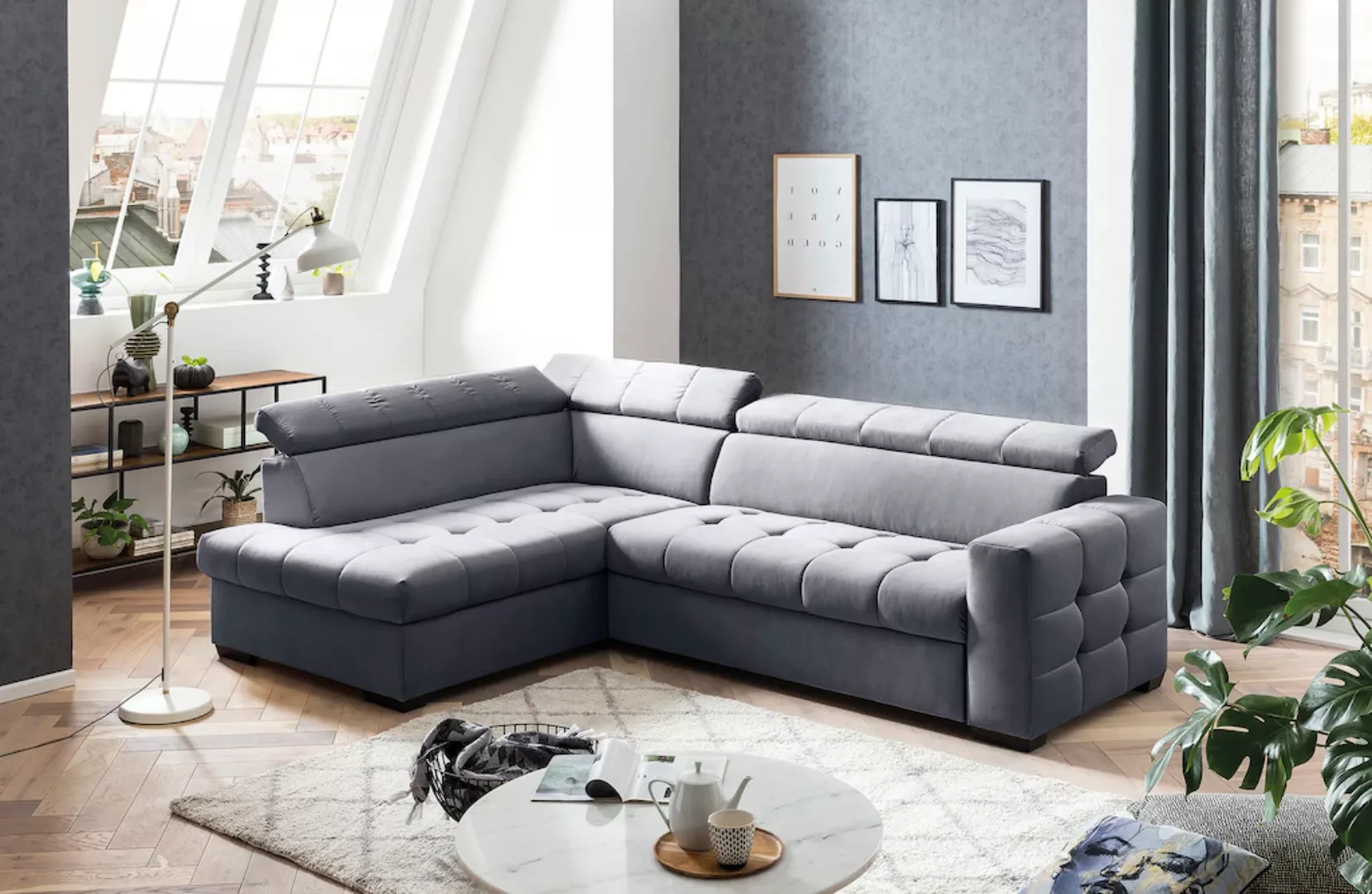 exxpo - sofa fashion Ecksofa "Otusso, L-Form", Steppung im Sitzbereich, wah günstig online kaufen