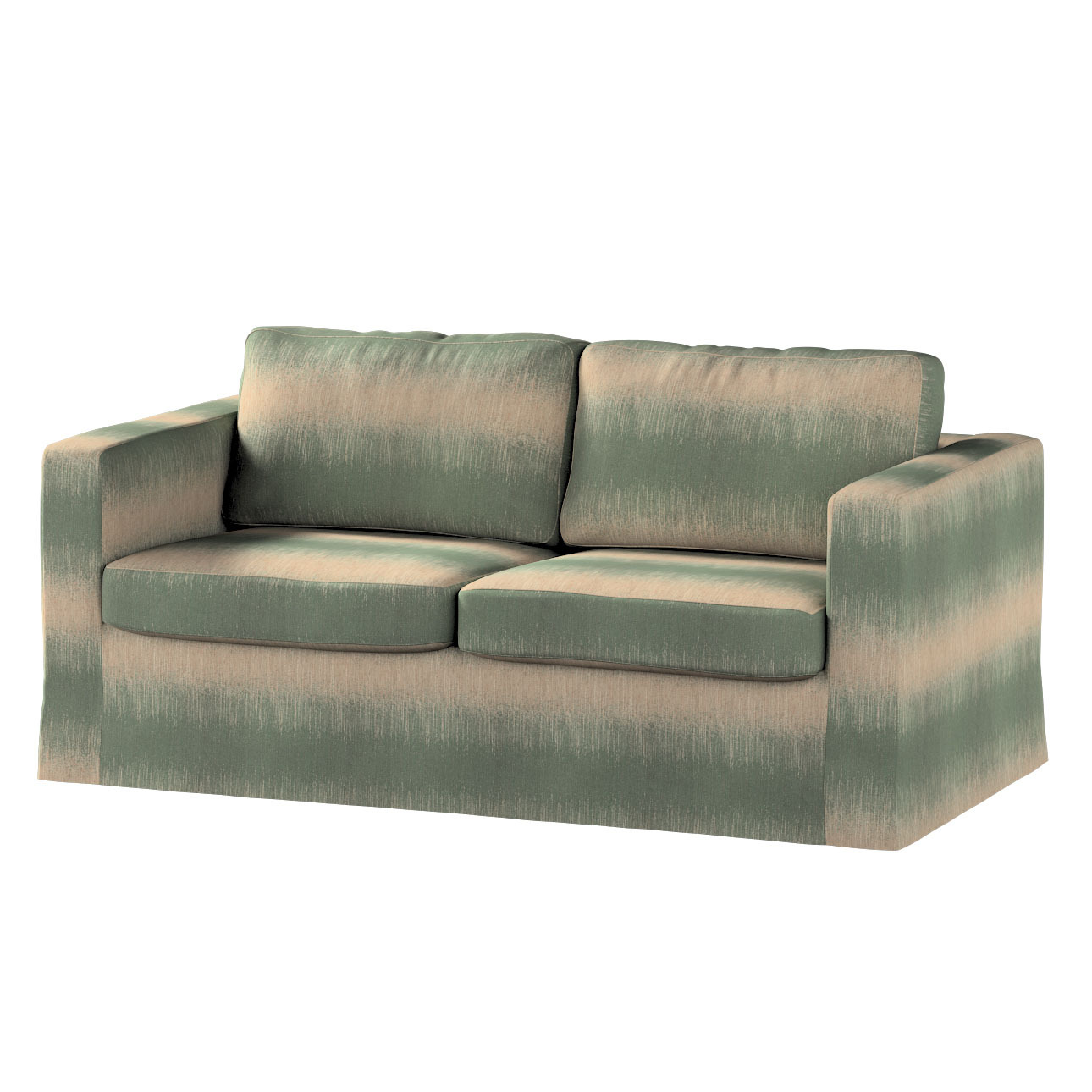 Bezug für Karlstad 2-Sitzer Sofa nicht ausklappbar, lang, grün-beige, Sofah günstig online kaufen