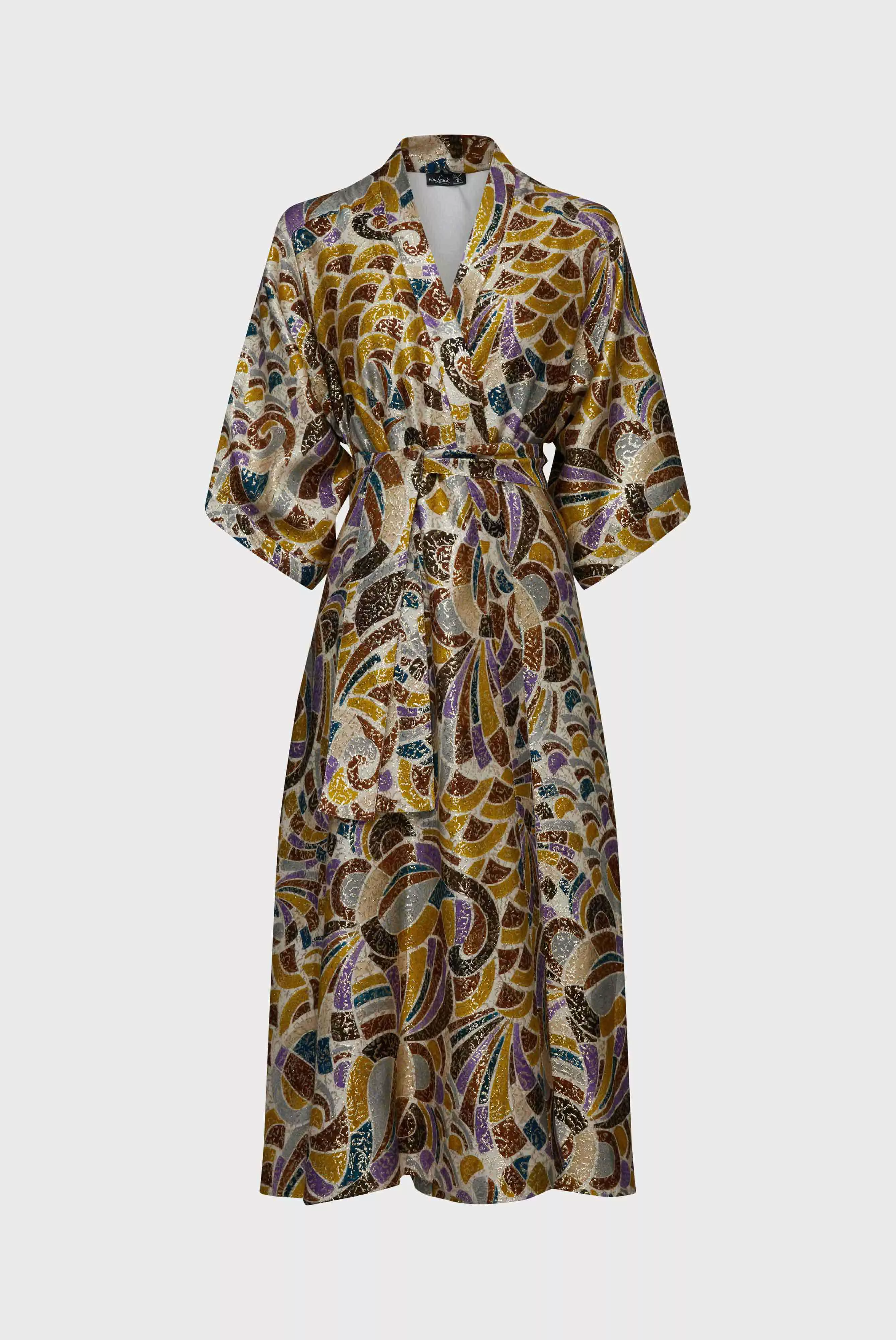 Kimono-Kleid mit glänzendem Ornament Druck günstig online kaufen