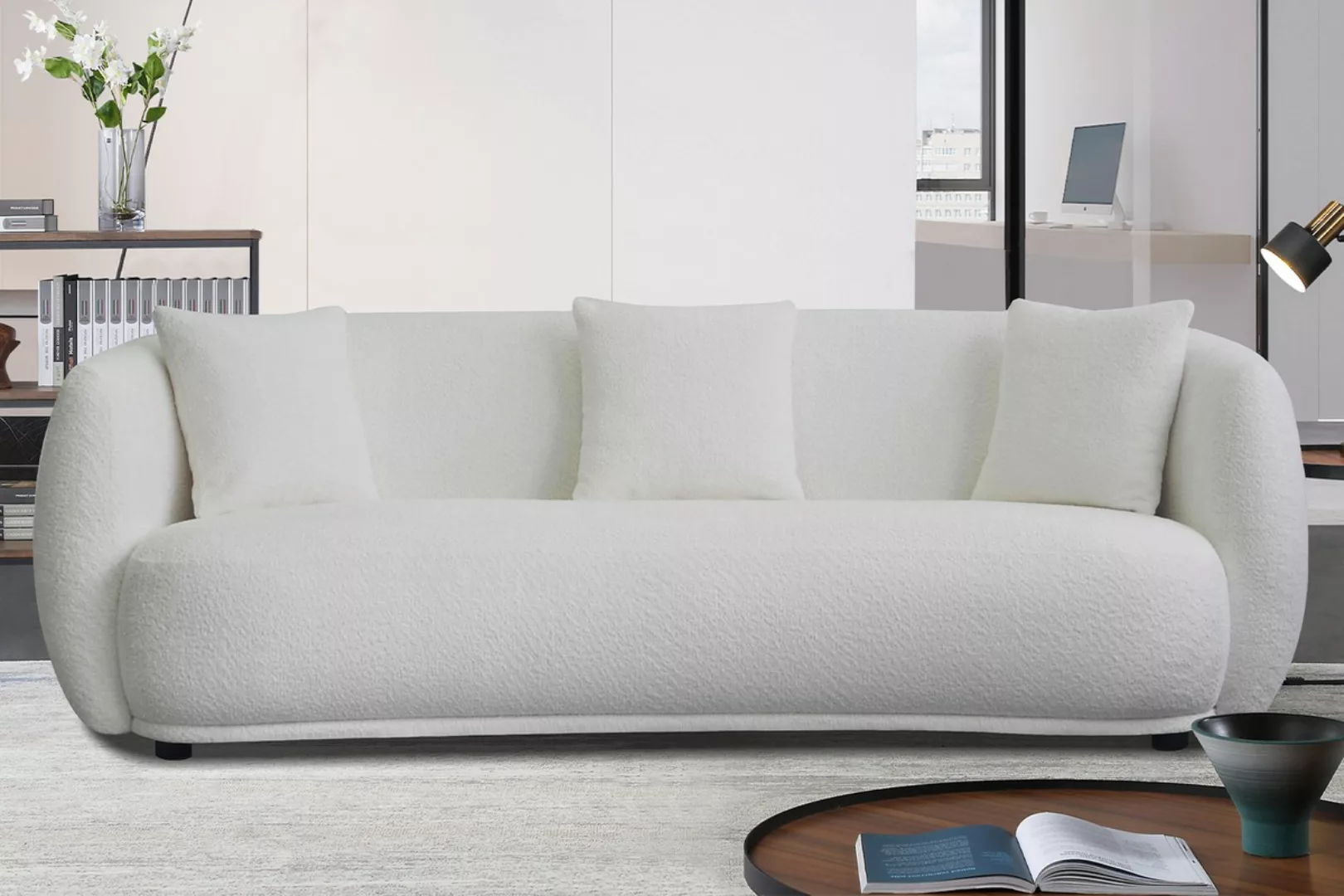 KAWOLA Sofa RADA 3-Sitzer Stoff cremeweiß günstig online kaufen