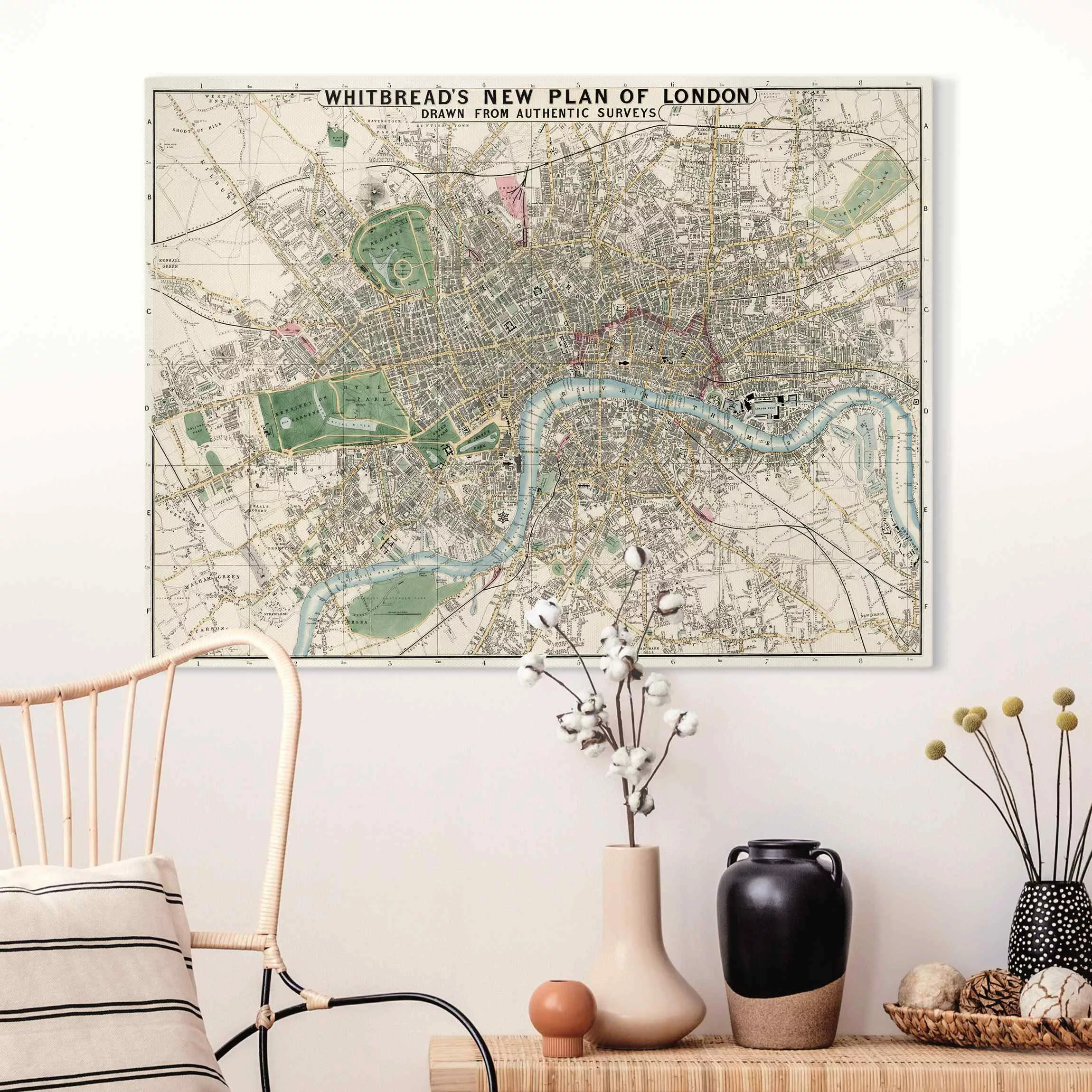 Leinwandbild Vintage Stadtplan London günstig online kaufen