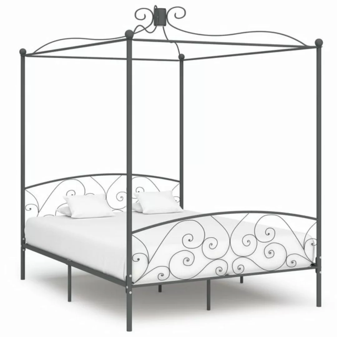 Himmelbett-gestell Grau Metall 180 X 200 Cm günstig online kaufen