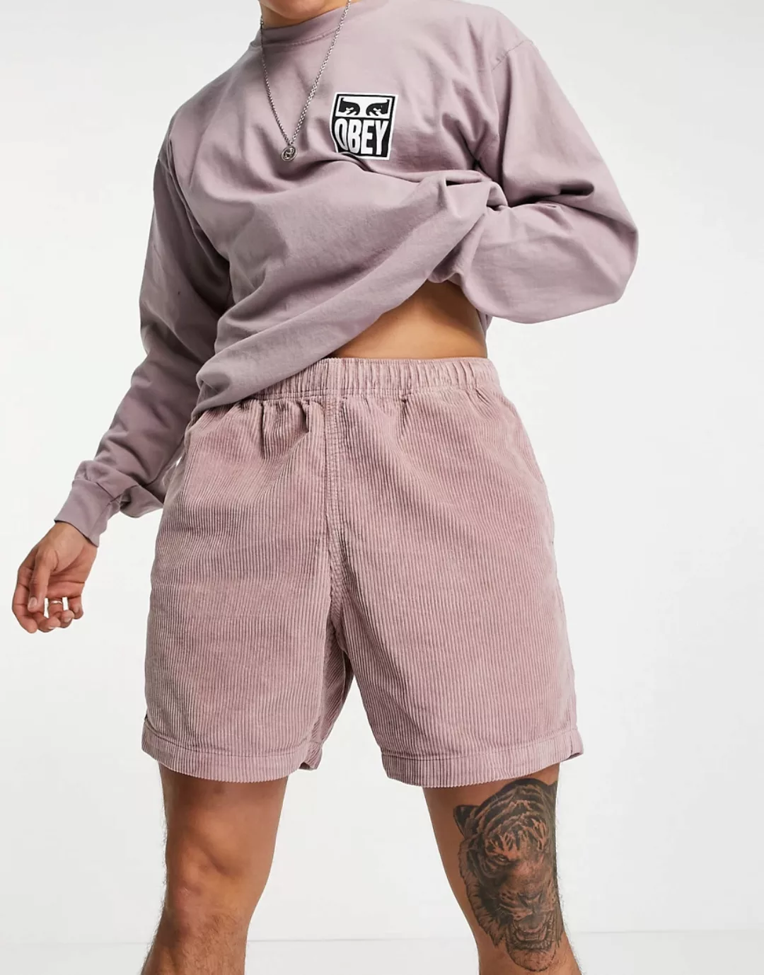 Obey – Cord-Shorts in Sanftrosa günstig online kaufen