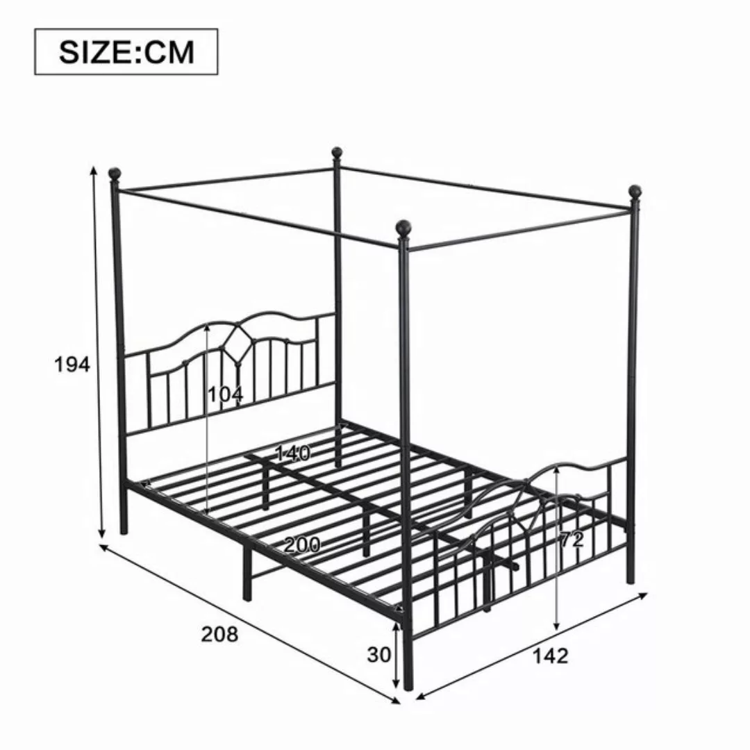 MODFU Metallbett Gästebett Doppelbett Metall (mit gewelltem Kopfteil, minim günstig online kaufen