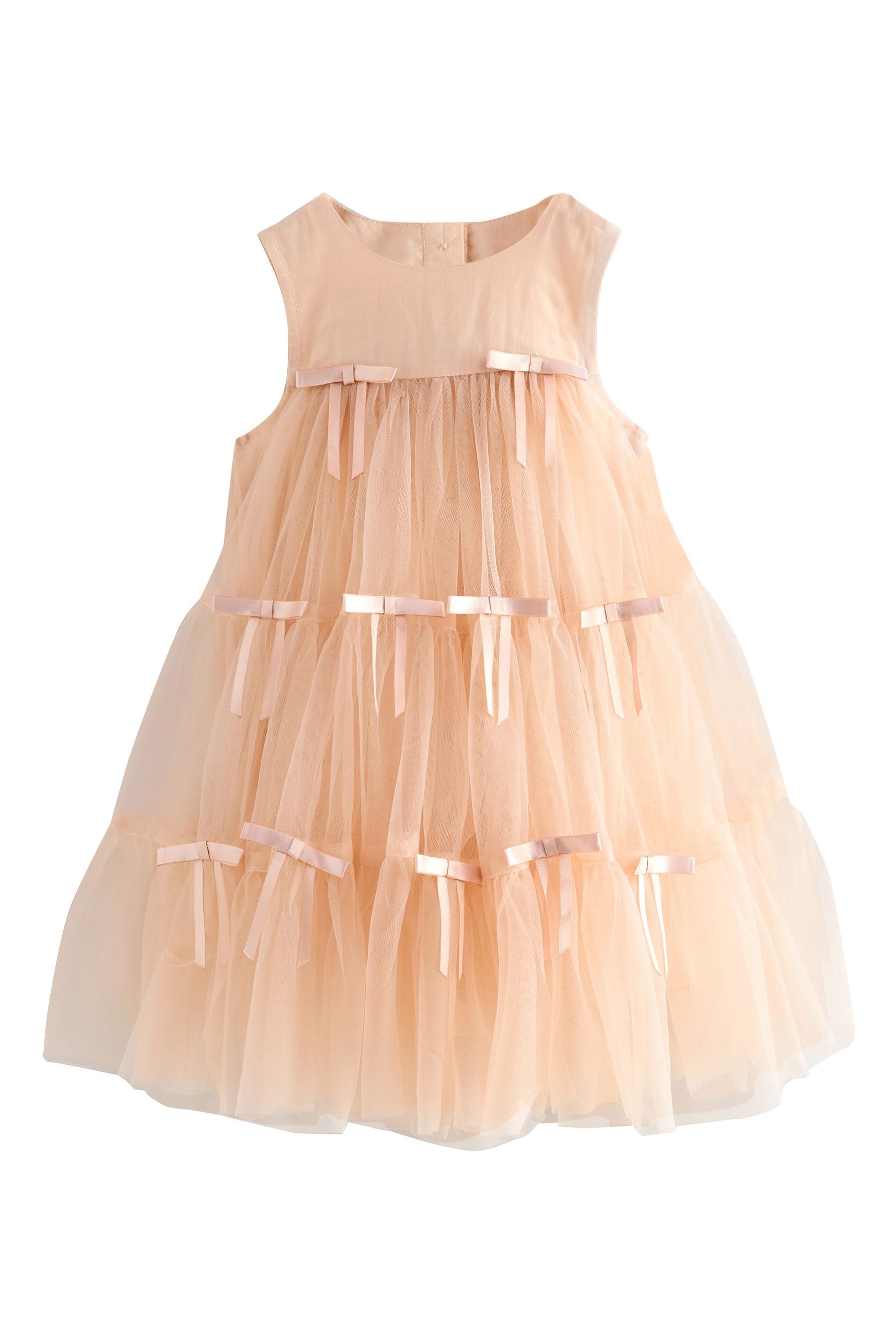 Next Tüllkleid Ärmelloses Mesh-Kleid mit Schleifendetail günstig online kaufen