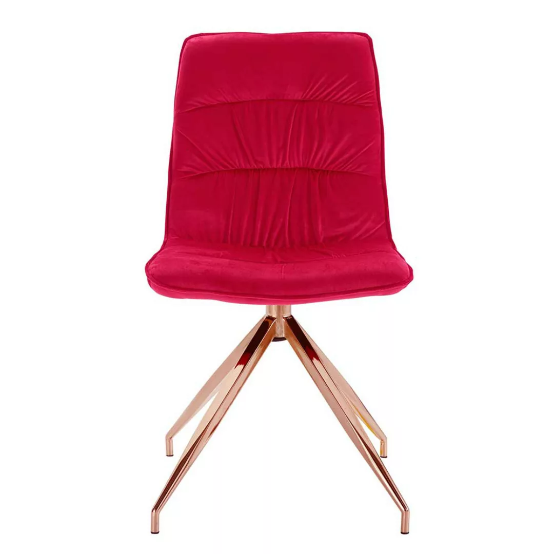 Esstisch Stühle in Rot Samt Metallgestell in Kupferfarben (2er Set) günstig online kaufen