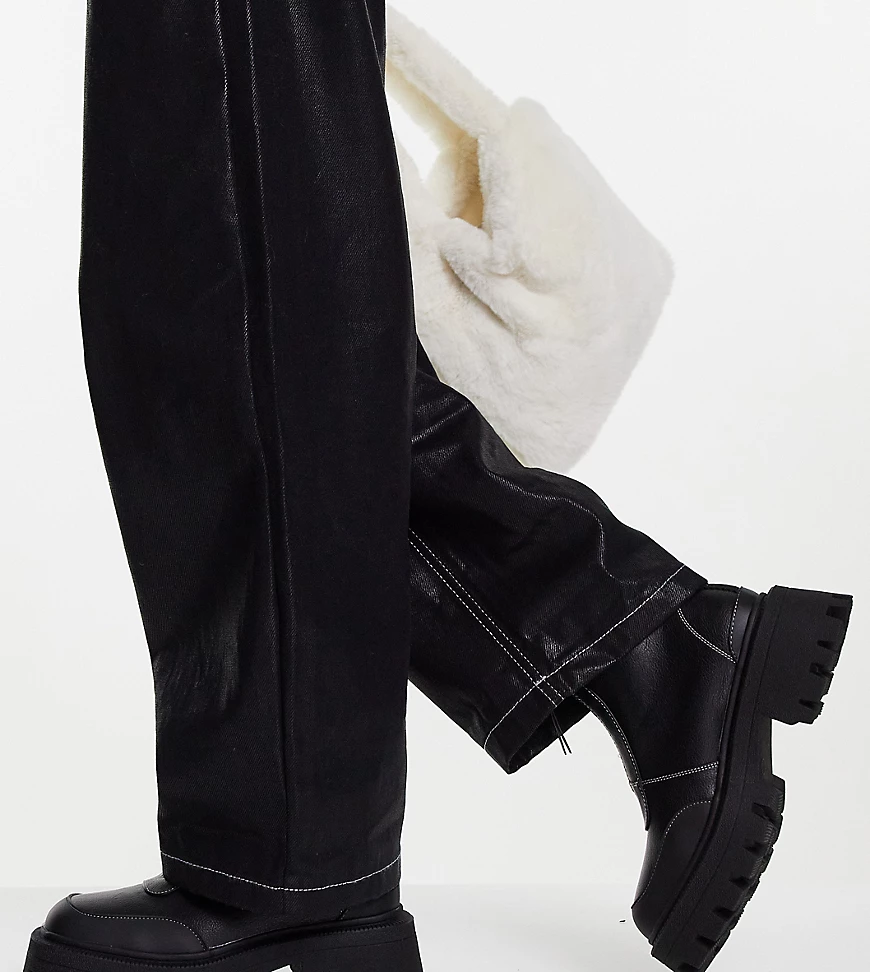 ASOS DESIGN Wide Fit – Autumn – Stiefel in Schwarz mit eckiger Zehenpartie günstig online kaufen